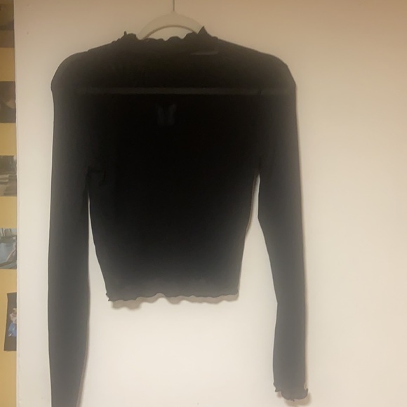 Forever21  see through crop top . Black with blue butterfly - Picture 2 of 2